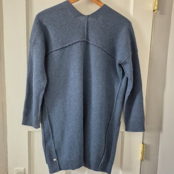Monk & Lou Slate Blue Open Front Lambswool Angora Cardigan Sweater Sz XS - Picture 6 of 13